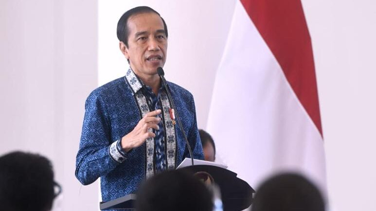 Presiden Joko Widodo saat menyampaikan sambutan dalam Rapat Kerja Nasional (Rakernas) XVII Himpunan Pengusaha Muda Indonesia (Hipmi) Tahun 2021 di Istana Kepresidenan Bogor, Jawa Barat, Jumat, 5 Maret 2021.